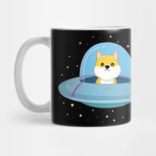 cute alien dog flying alien saucer Mug